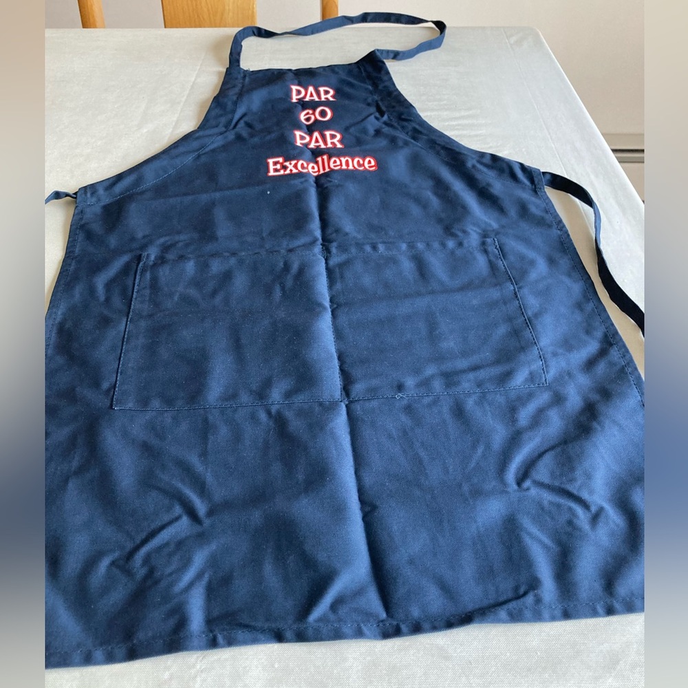 Navy Blue BBQ Apron with 'PAR 60 PAR Excellence' Embroidery - Picture 3 of 4